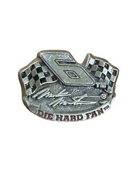 Mark Martin #6 Die Hard Fan 1997 Roush Racing Checkered Flag Lapel Pin Vintage C